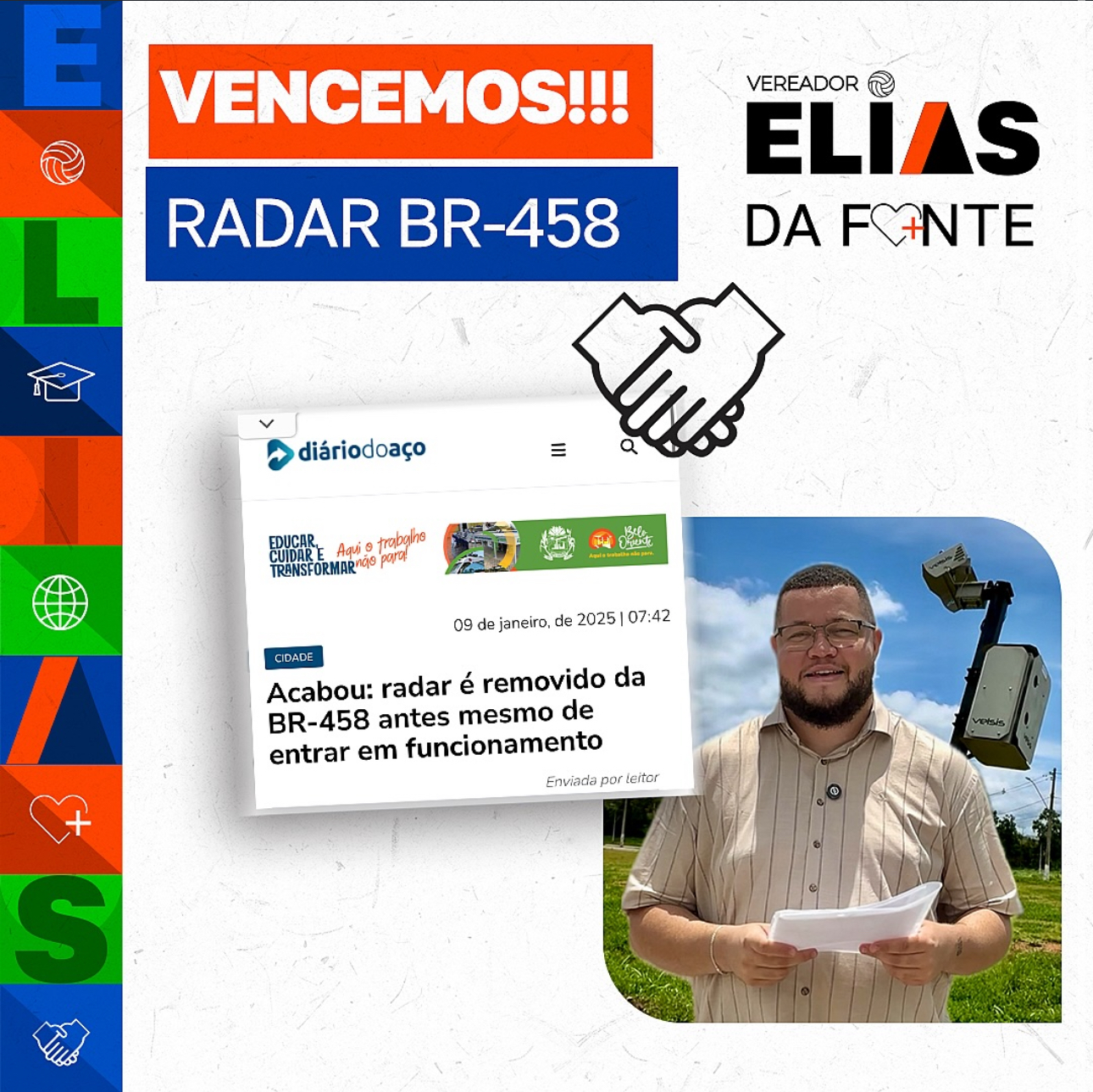 Acabou: *radar é removido da BR-458 antes mesmo de entrar em funcionamento*. Motoristas protestavam por causa do excesso de ondulações e crateras no trecho da rodovia.